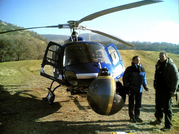 Helicopter aerial unit on location, Spain