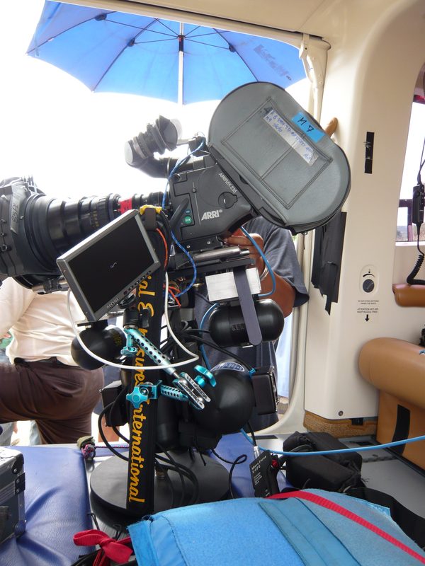 ARRIFLEX camera rig mounted inside a helicopter, Thailand