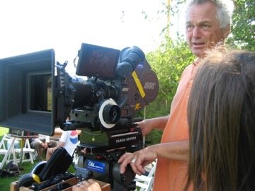Director reviewing shot on a Panavision camera, Argentina