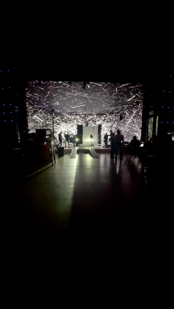 Crew silhouetted on an LED volume stage, Los Angeles