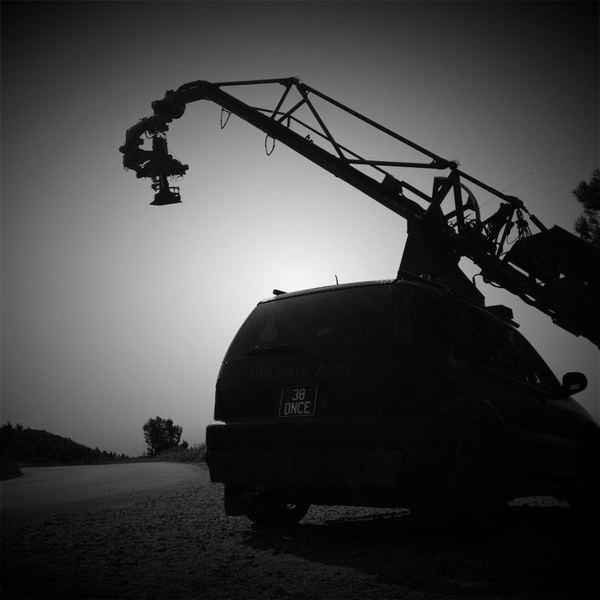 Camera crane vehicle silhouette, Spain