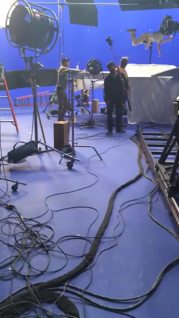 Blue screen studio stage with rigging, How to Train Your Dragon