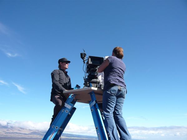Camera crew on ladder rig, Hawaii