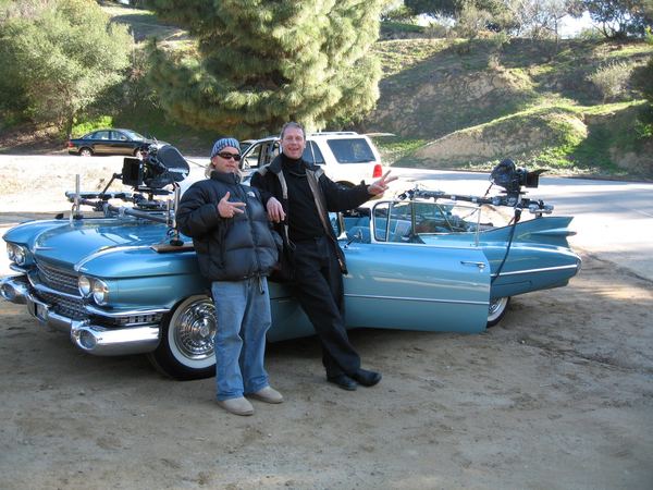 Classic car with camera rig, Los Angeles