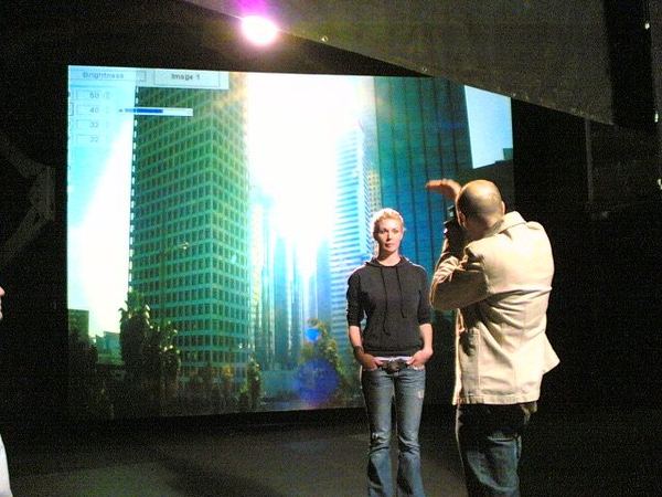 Talent in front of LED wall backdrop, Los Angeles