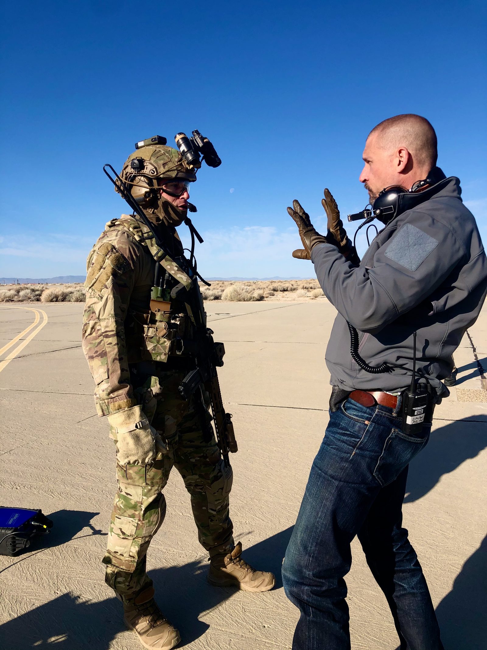 Director coordinating with flight crew, U.S. Air Force