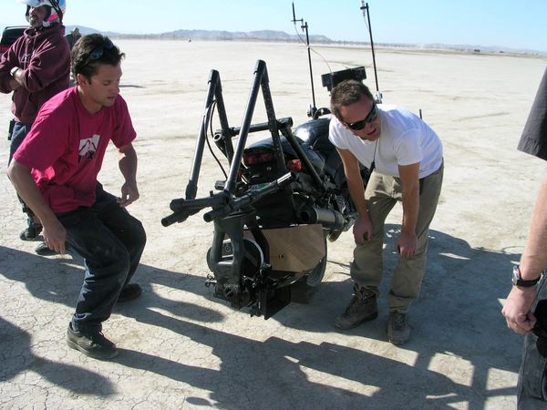Motorcycle camera mount rig, Mojave Desert