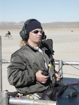 Radio operator on set, Mojave Desert