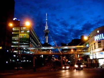Auckland Sky Tower at night, New Zealand