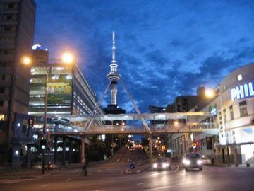 Auckland Sky Tower at night, New Zealand