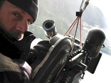 Aerial camera operator close-up, New Zealand