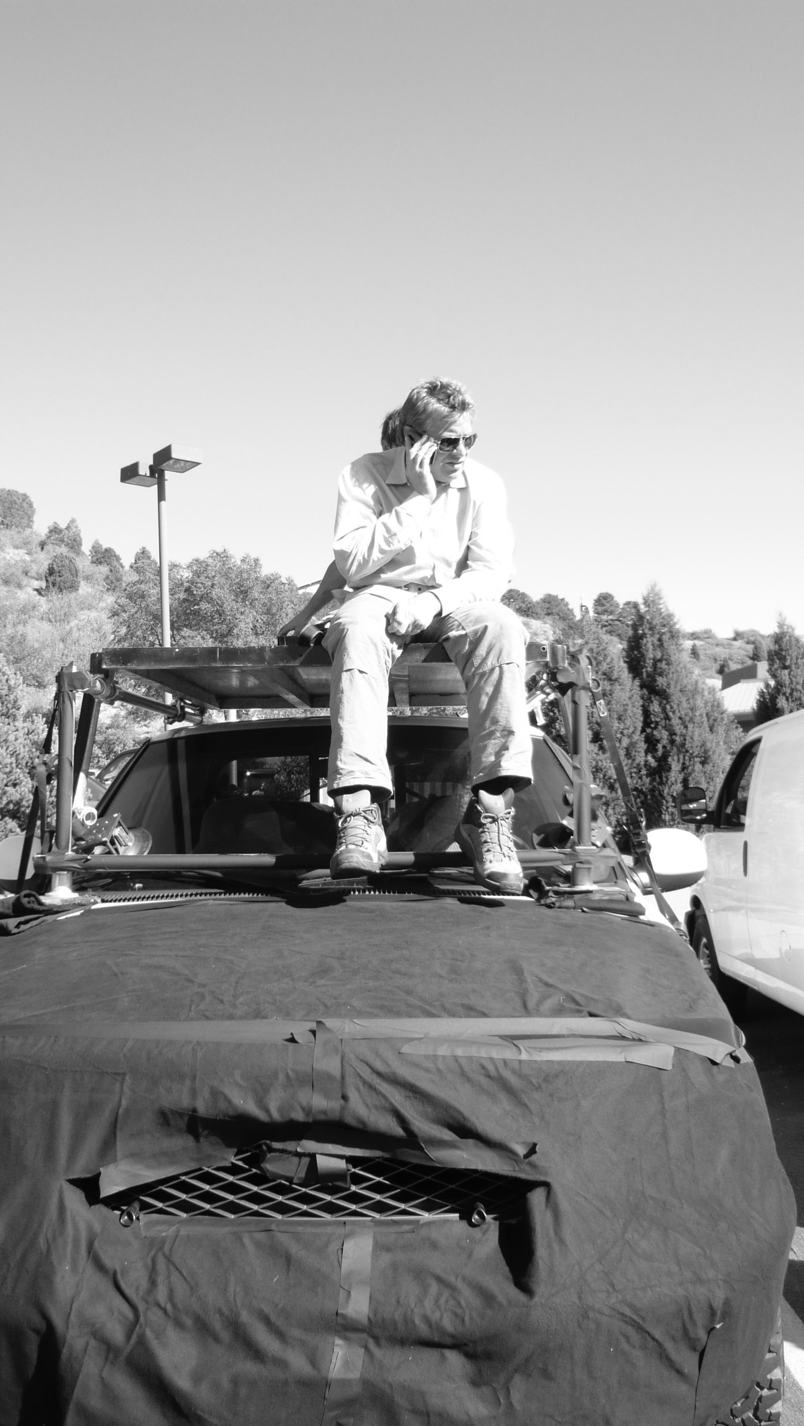 Camera rig mounted on vehicle rooftop, Colorado