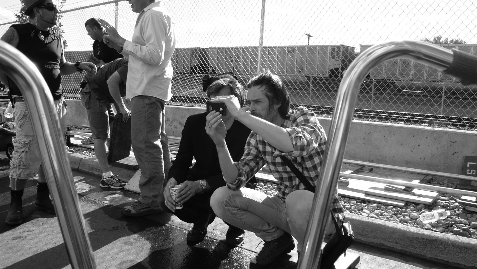 Crew setting up shot at railyard location, Colorado