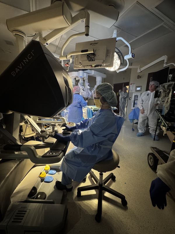 Surgical console operator on set